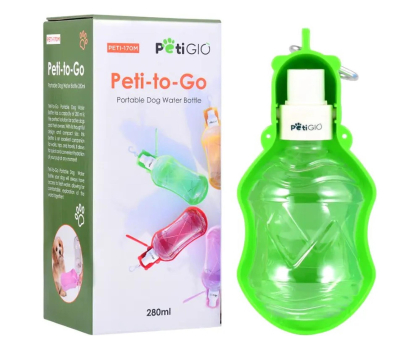 Artykuły dla zwierząt PetiGIO PETI-170M-Gbutelka na wodę 280ml zielona